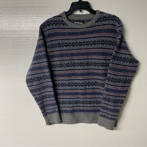 Barbour Gray and Blue Patterned Crewneck Sweater